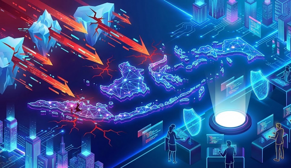 Ilustrasi krisis keamanan siber Indonesia dan peluang karir lulusan jurusan Cyber Security yang sangat dibutuhkan industri saat ini