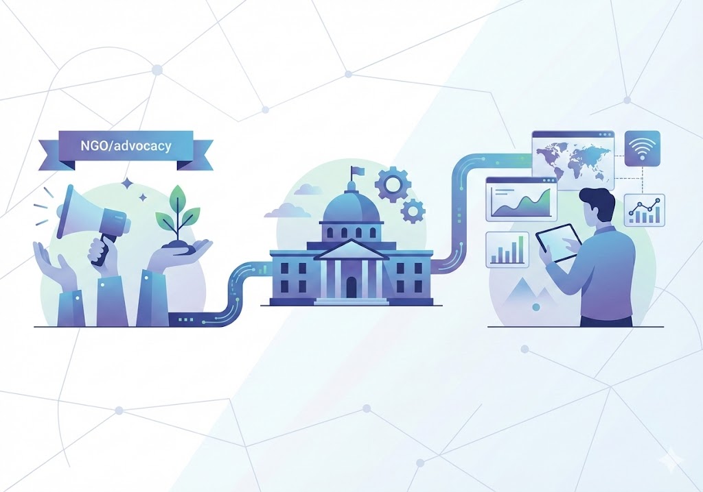 ilustrasi modern jalur karir ilmu politik di lsm partai dan konsultan data