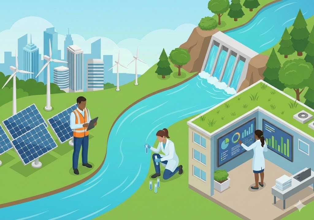 ilustrasi prospek kerja teknik lingkungan di bidang green energy dan energi terbarukan