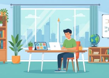 konsep international homeschooling jakarta dengan siswa yang belajar menggunakan laptop di rumah